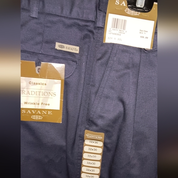 Savane Men's Dark Blue Dress Pants - Picture 6 of 7